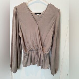 Women’s Final Touch Taupe Long Sleeve Blouse